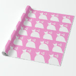 Wedding Gown Pink wrapping paper<br><div class="desc">Pretty bridal themed wrapping paper in shades of pink featuring a stylised wedding gown and flowers on a pink background. A customisable design for you to personalise with your own text,  pictures and ideas.</div>