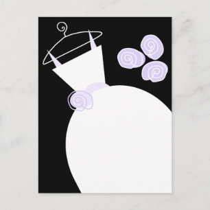 Wedding Gown Purple black pastel postcard
