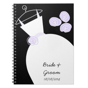 Wedding Gown Purple 'Bridal and Groom' black Spiral Notebook