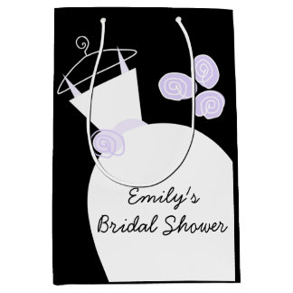 Wedding Gown Purple Bridal Shower black medium Gift Bag