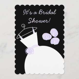 Wedding Gown Purple bridal shower black pastel Invitation