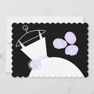 Wedding Gown Purple bridal shower black pastel Invitation