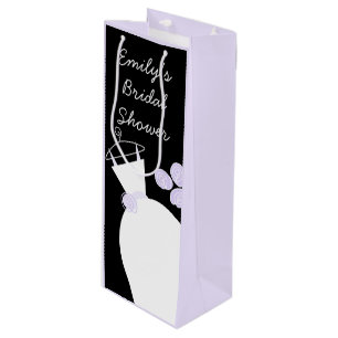 Wedding Gown Purple Bridal Shower black pastel Wine Gift Bag