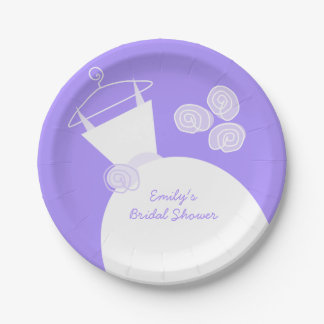 Wedding Gown Purple 'Bridal Shower' paper plate