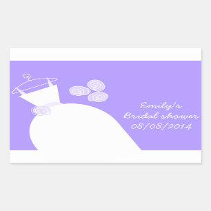Wedding Gown Purple 'Bridal Shower' rectangle Rectangular Sticker