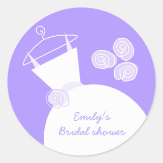 Wedding Gown Purple 'Bridal Shower' sticker round