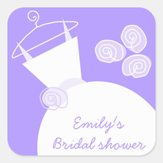 Wedding Gown Purple 'Bridal Shower' sticker square
