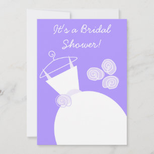 Wedding Gown Purple bridal shower white back Invitation