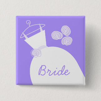 Wedding Gown Purple 'Bride' black 15 Cm Square Badge