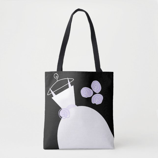 Wedding Gown Purple Bride black back Tote Bag (Front)