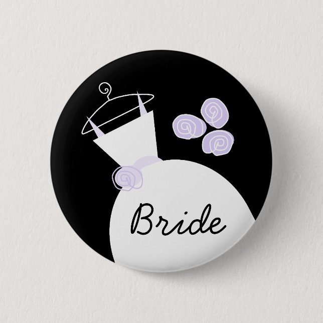 Wedding Gown Purple 'Bride' button black (Front)