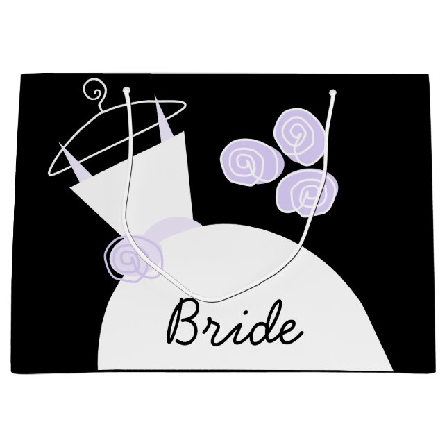 Wedding Gown Purple Bride gift bag black large (Front)