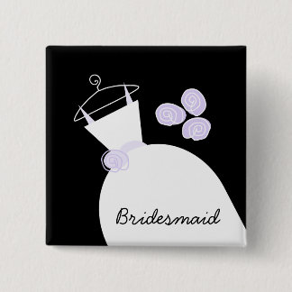 Wedding Gown Purple 'Bridesmaid' black square 15 Cm Square Badge