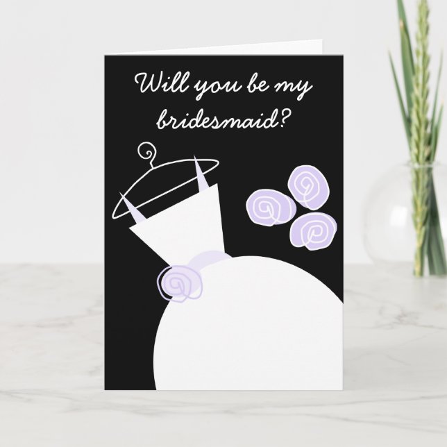 Wedding Gown Purple 'Bridesmaid' front text black Invitation (Front)
