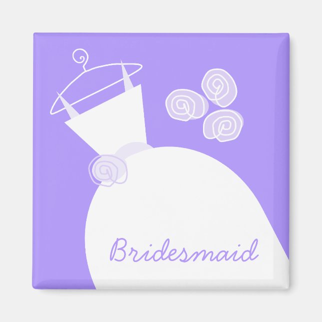 Wedding Gown Purple 'Bridesmaid' Magnet (Front)