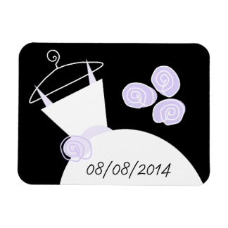 Wedding Gown Purple 'Date' black horizontal Magnet
