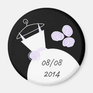 Wedding Gown Purple 'Date' fridge magnet black