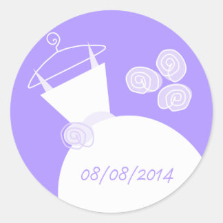 Wedding Gown Purple 'Date' sticker round