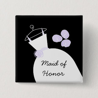 Wedding Gown Purple 'Maid of Honour' black square 15 Cm Square Badge