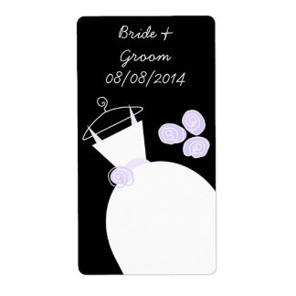 Wedding Gown Purple 'Names and Date' label black