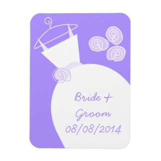 Wedding Gown Purple 'Names and Date' Magnet