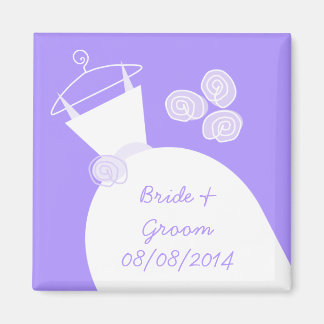 Wedding Gown Purple 'Names and Date' Magnet
