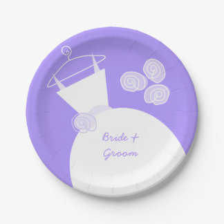 Wedding Gown Purple 'Names' paper plate