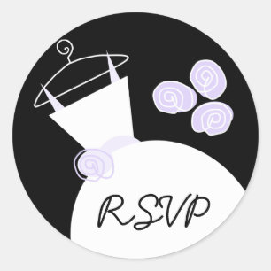Wedding Gown Purple 'RSVP' sticker round