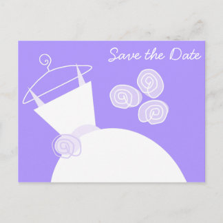 Wedding Gown Purple Save the Date horizontal Announcement Postcard