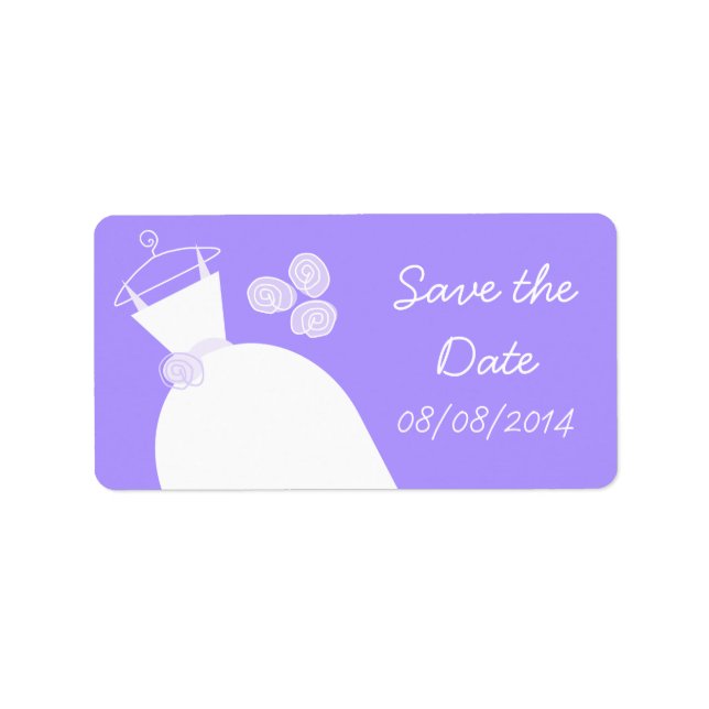 Wedding Gown Purple 'Save the Date' medium Label (Front)