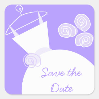 Wedding Gown Purple 'Save the Date' sticker square