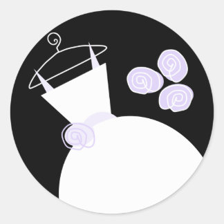 Wedding Gown Purple sticker black round