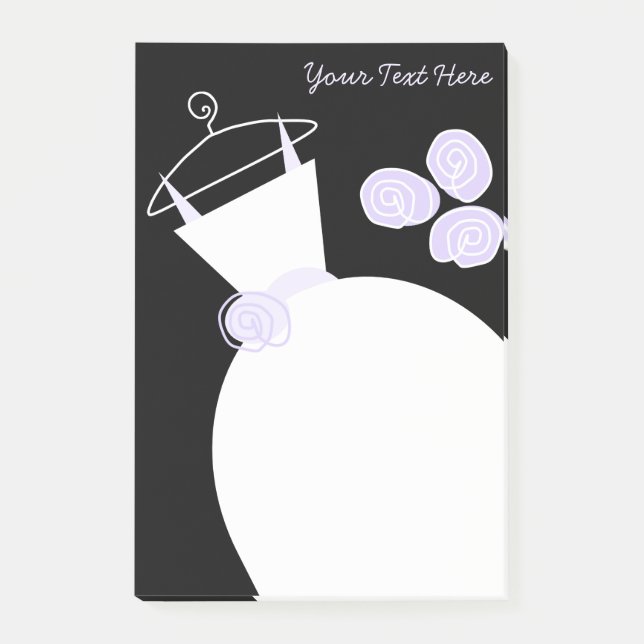 Wedding Gown Purple text black post-it note (Front)