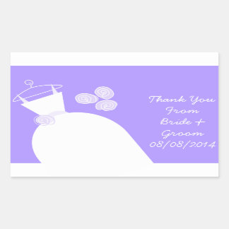 Wedding Gown Purple 'Thank You' rectangle Rectangular Sticker