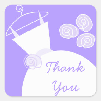 Wedding Gown Purple 'Thank You' sticker square