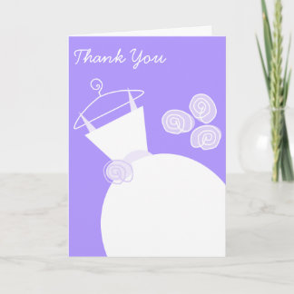 Wedding Gown Purple 'Thank You' vertical Thank You Card