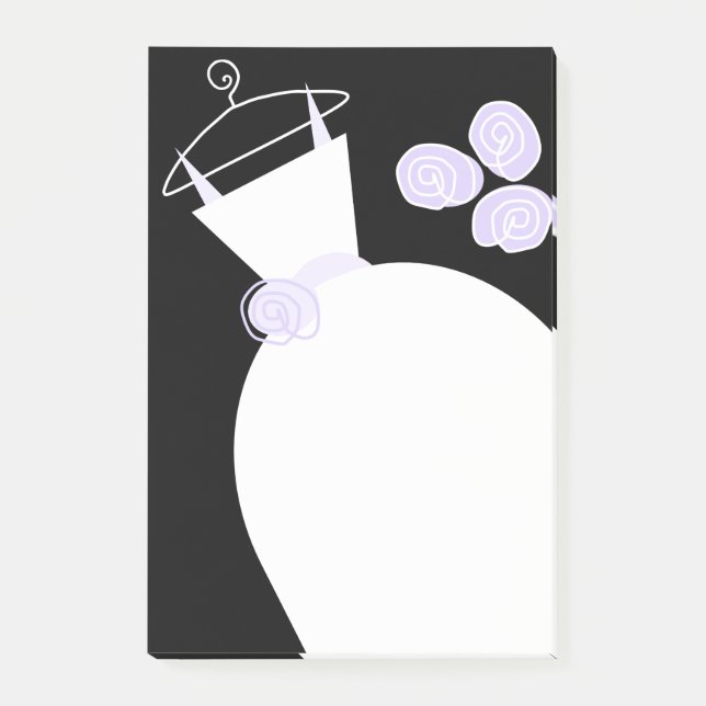 Wedding Gown Purple vertical black post-it note (Front)