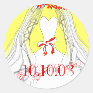 Wedding Gown Save the Date Classic Round Sticker