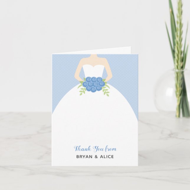 Wedding Gown Thank You Card (Pastel Blue) (Front)