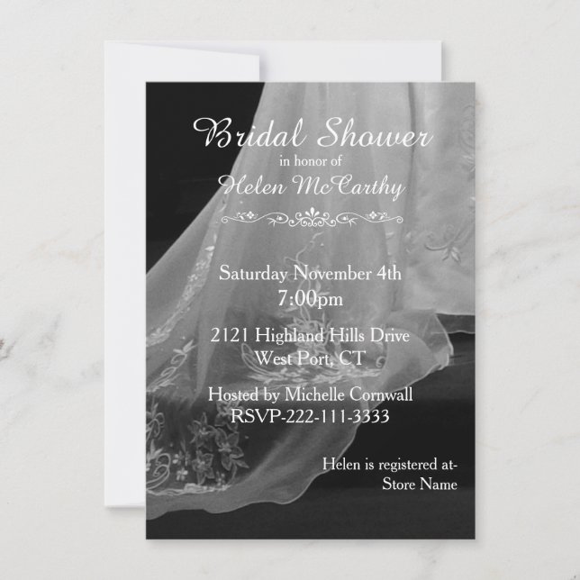 Wedding Gown Train Bridal Shower Invitation (Front)