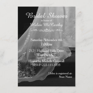 Wedding Gown Train Bridal Shower Invitation