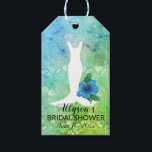 Wedding Gown Tropical Themed Bridal Shower Gift Tags<br><div class="desc">A mermaid tail bridal gown with a blue hibiscus on a gradient mermaid scale look background makes this Bridal Shower design perfect for your beach themed celebration.  Design by Holiday Hearts Designs (rights reserved).</div>