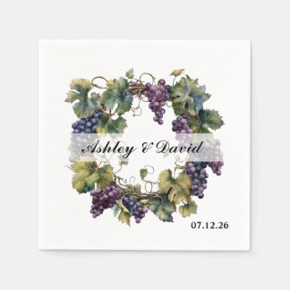 Wedding Grape Wreath Paper Napkins