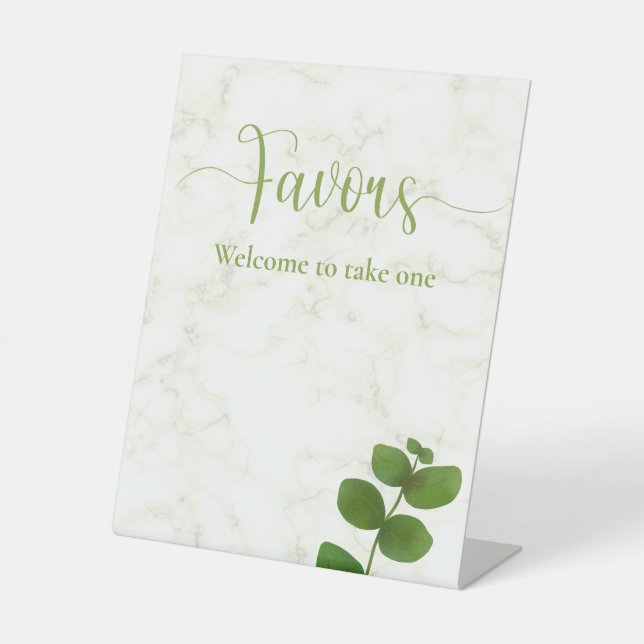 Wedding Green Chic Favours Pedestal Sign (Front)