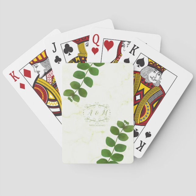 Wedding Green Chic Playing Cards (Back)