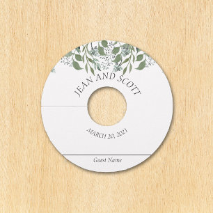 Wedding Green Foliage Botanical Leaves Marker Wine Glass Tag