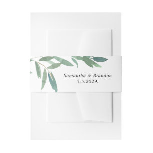 Wedding Green Leaves Invitation Belly Band