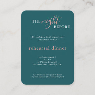 Wedding green Pink Monogram Rehearsal Dinner Enclosure Card