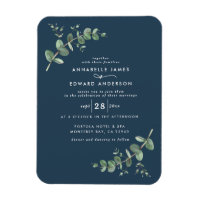 Wedding greenery Eucalyptus botanical navy blue