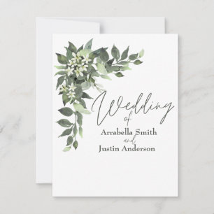 Wedding Greenery Eucalyptus Bouquet Watercolor  Invitation